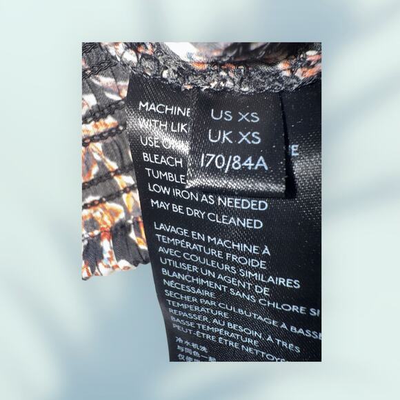 Free People Brown Leaf & Floral Pattern Smocked Waist Bank Blouse  XS - Picture 6 of 12